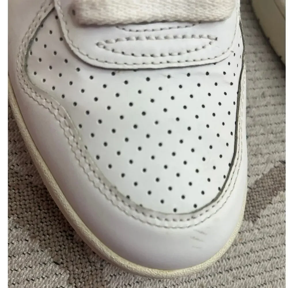 Veja V-10 sneakers all-white leather perforated toes lace.up sneakers, size 10